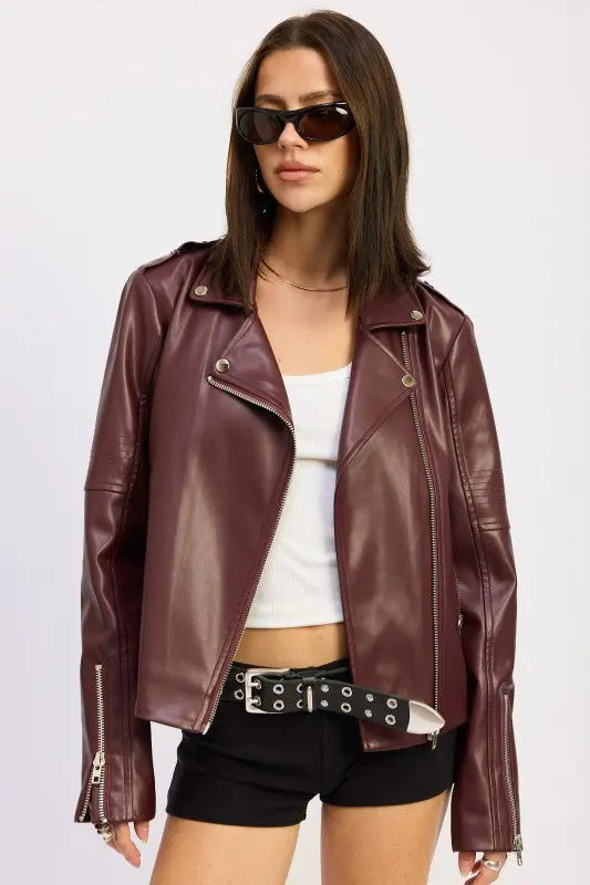 Burgundy Biker Jacket online