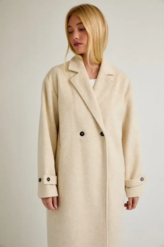 Cream Lapel Collar Coat online