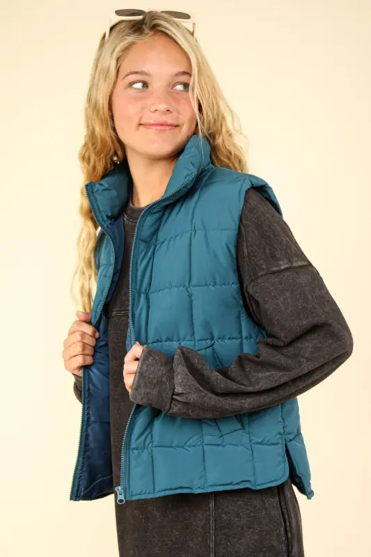 Zip-Up Puffer Vest – Blue online